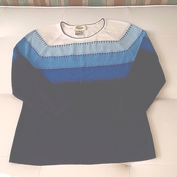 NWOT Talbots striped blue and white cotton blend sweater size s - Picture 5 of 6